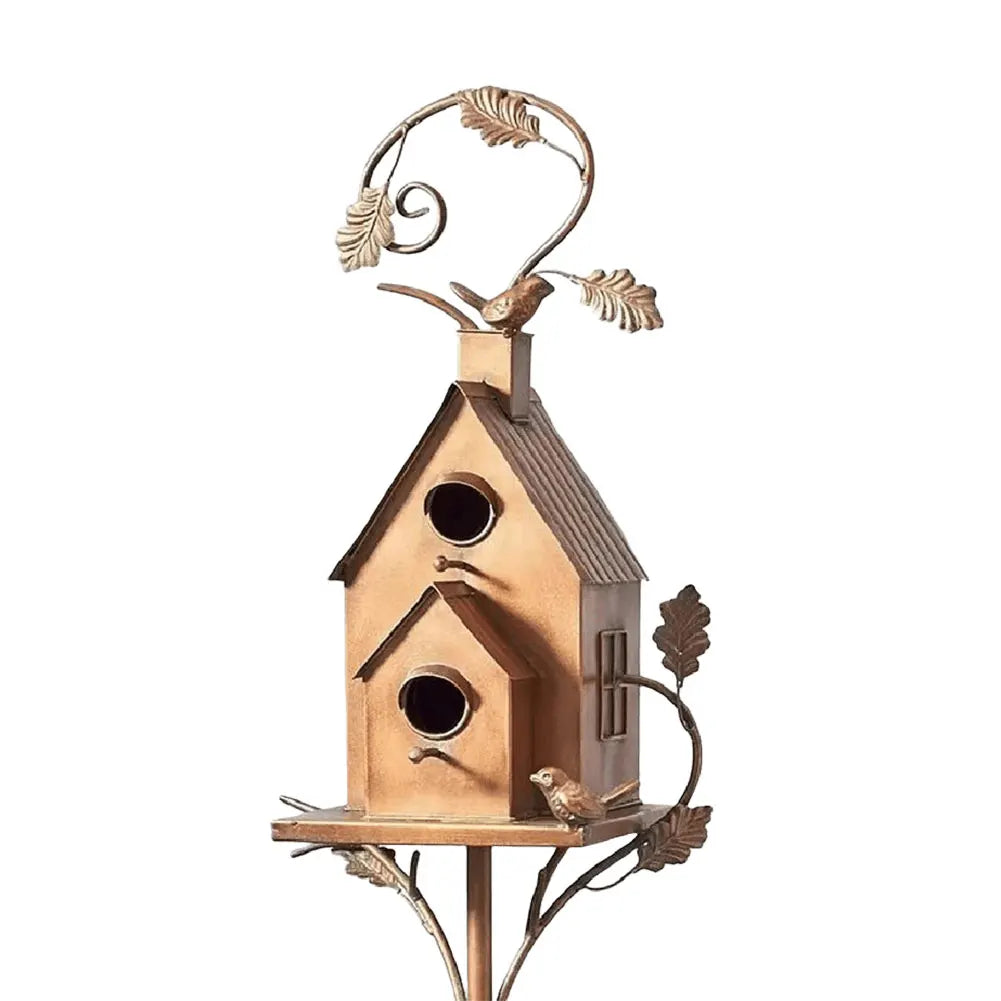 Garden Outdoor Metal Birdhouse Decoration Bird Houses for Outside with Pole Bird House Pole for Outdoor Garden Yard Decoration