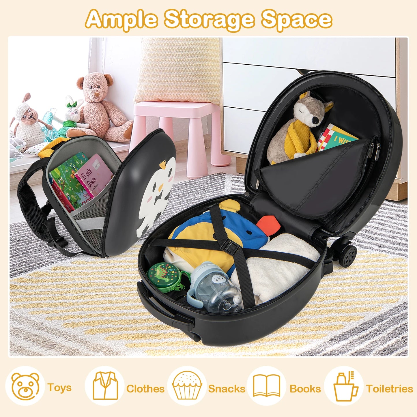 4-Piece Kid's Luggage Set w/ 14" Carry-on Hardside Spinner Toddler Luggage