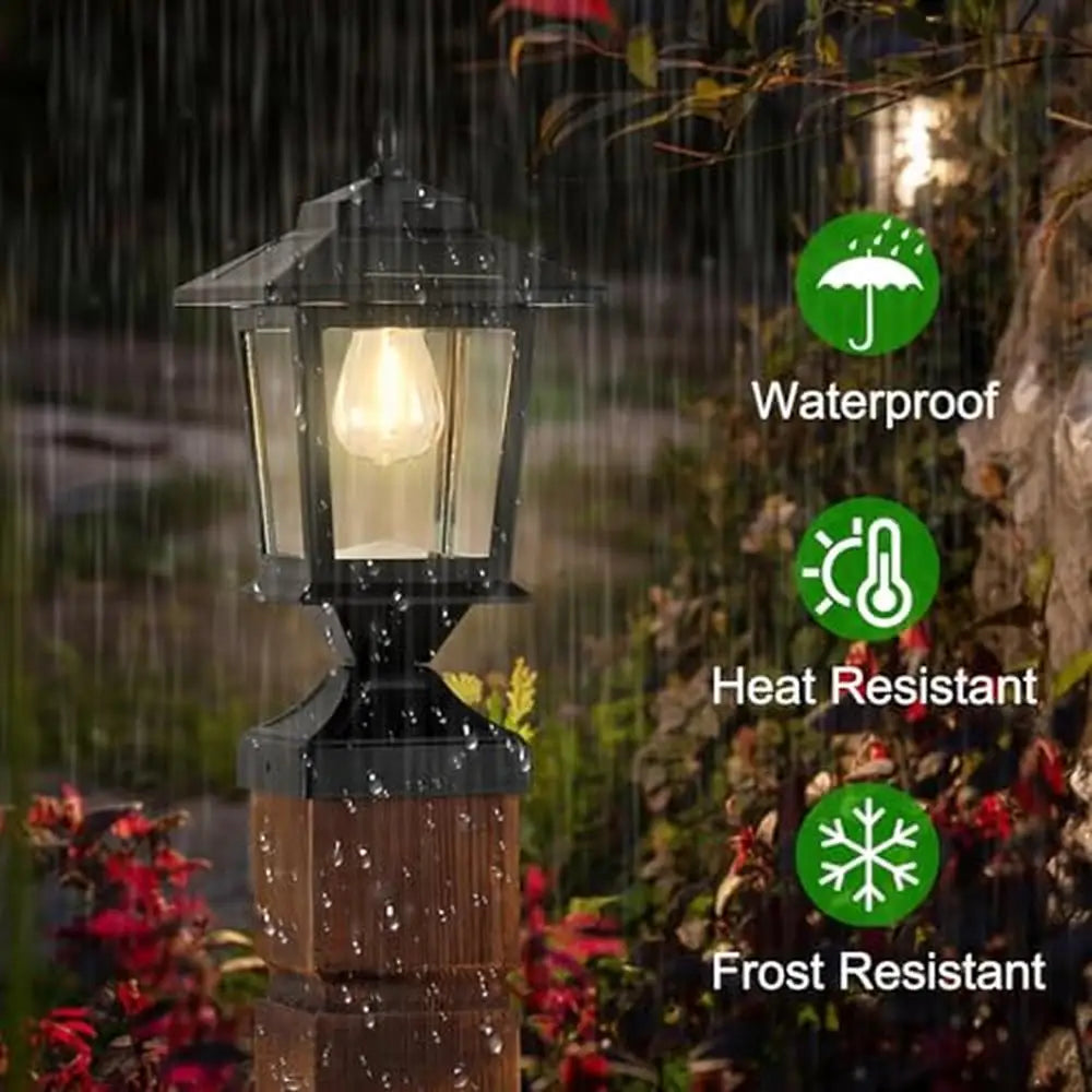 Solar Post Cap Lights Waterproof Outdoor Light 4x4 Fence Deck Patio Glass Shade Aluminum Base LED Lamp Ambient Lighting Durable