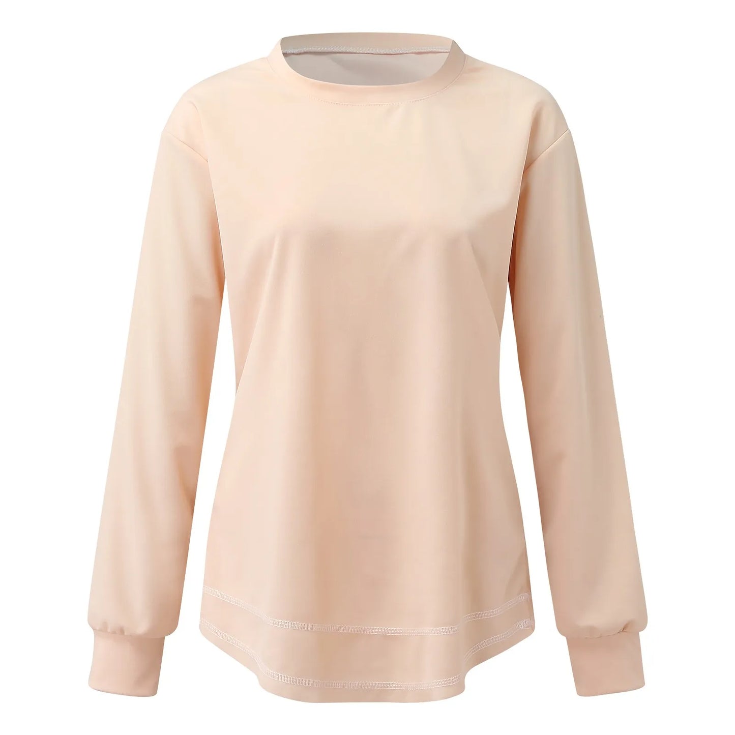 2024 Solid Color Casual Long Sleeve Women T-Shirts Oversize Tops
