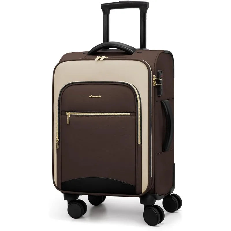 Carry On Luggage 22x14x9 Airline Approved, 20 Inch Softside Suitcases with Wheels, Lightweight Spinner Carry on Suitcase
