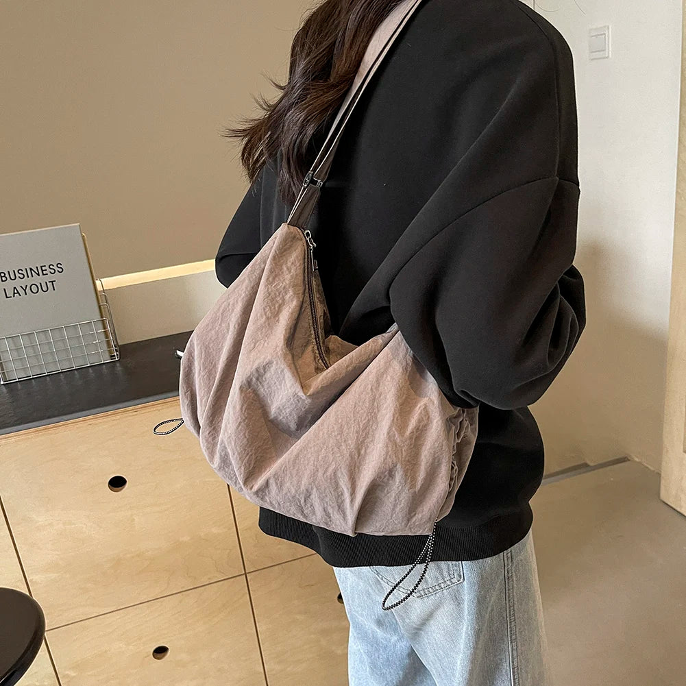 Casual Nylon Hobo Bag Large Capacity Travel Sling Bag for Women