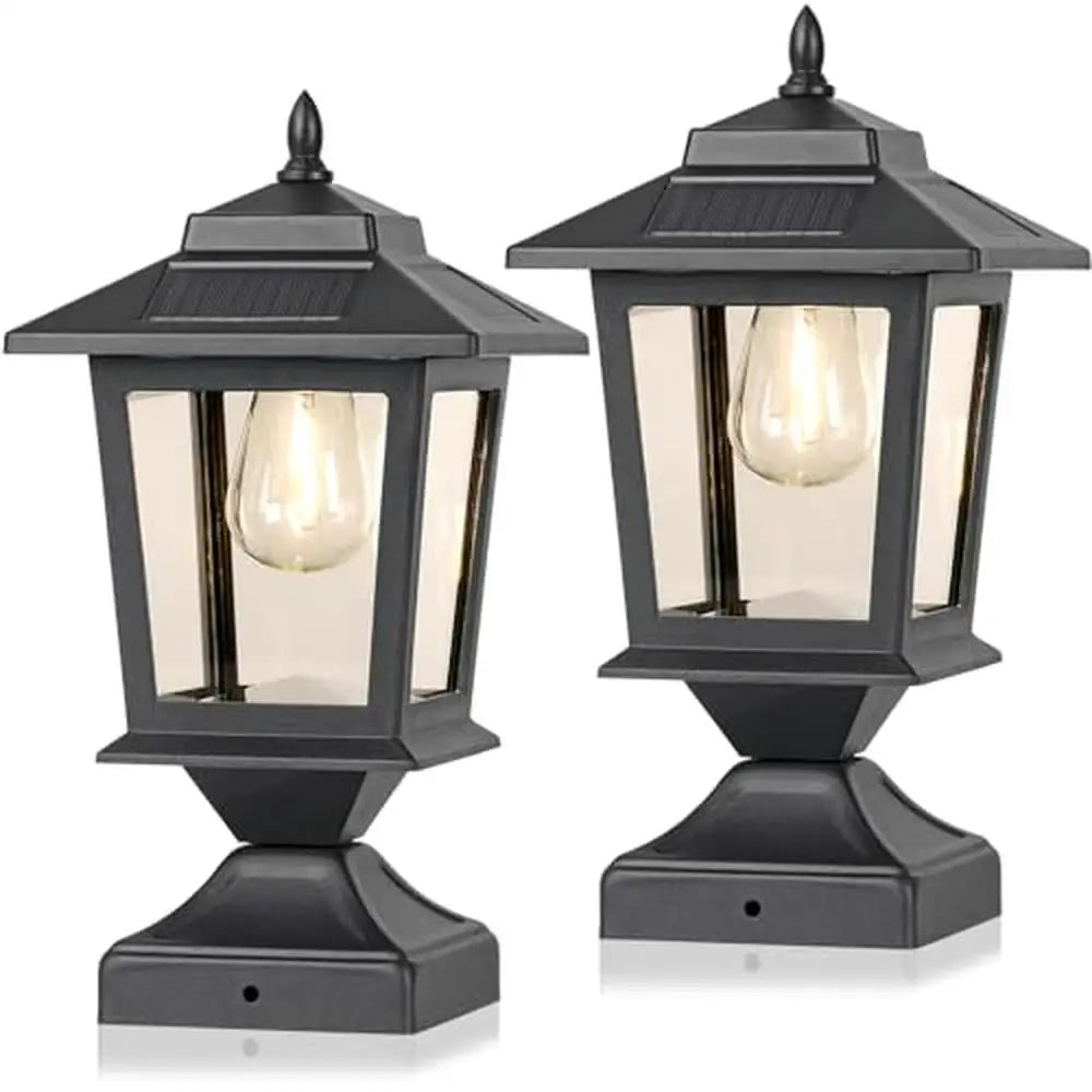 Solar Post Cap Lights Waterproof Outdoor Light 4x4 Fence Deck Patio Glass Shade Aluminum Base LED Lamp Ambient Lighting Durable