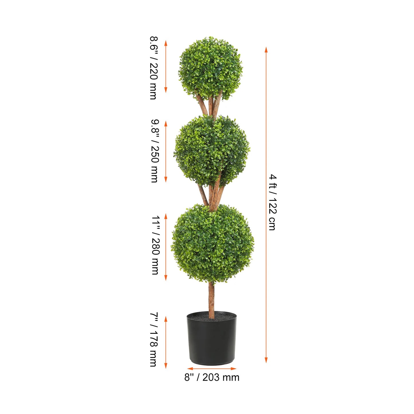 VEVOR 1/2pcs Artificial Boxwood Tower Topiary Plant 24/36/48in
