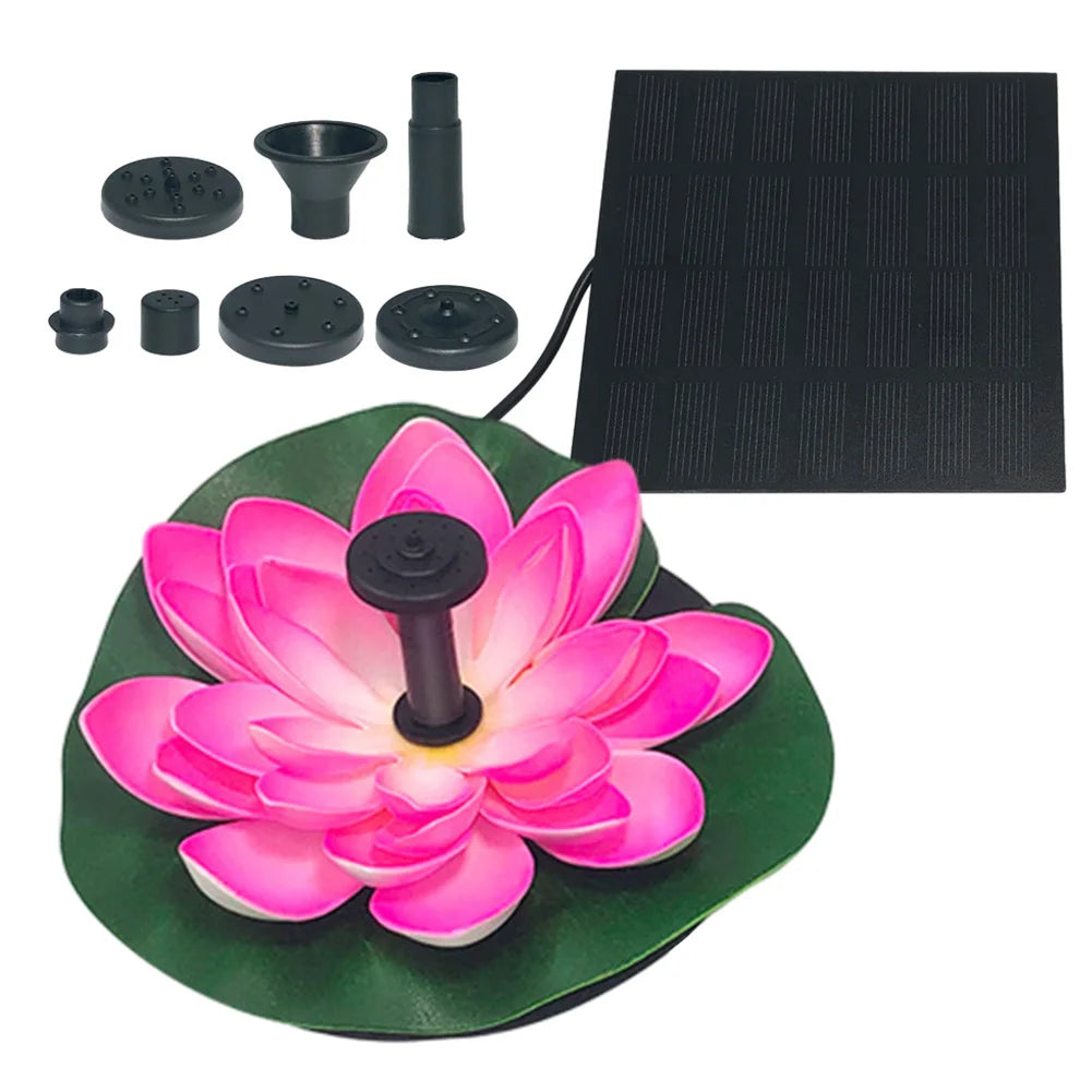 Lotus Shape Pond Decoration Life Up To 20000 Hours Solar Powered Waterfall Fountain 2.5W Water Lily Ornaments for Decore Garden
