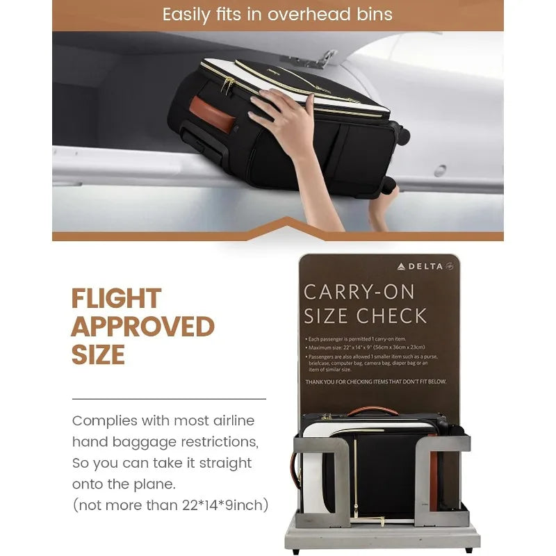 Carry On Luggage 22x14x9 Airline Approved, 20 Inch Softside Suitcases with Wheels, Lightweight Spinner Carry on Suitcase