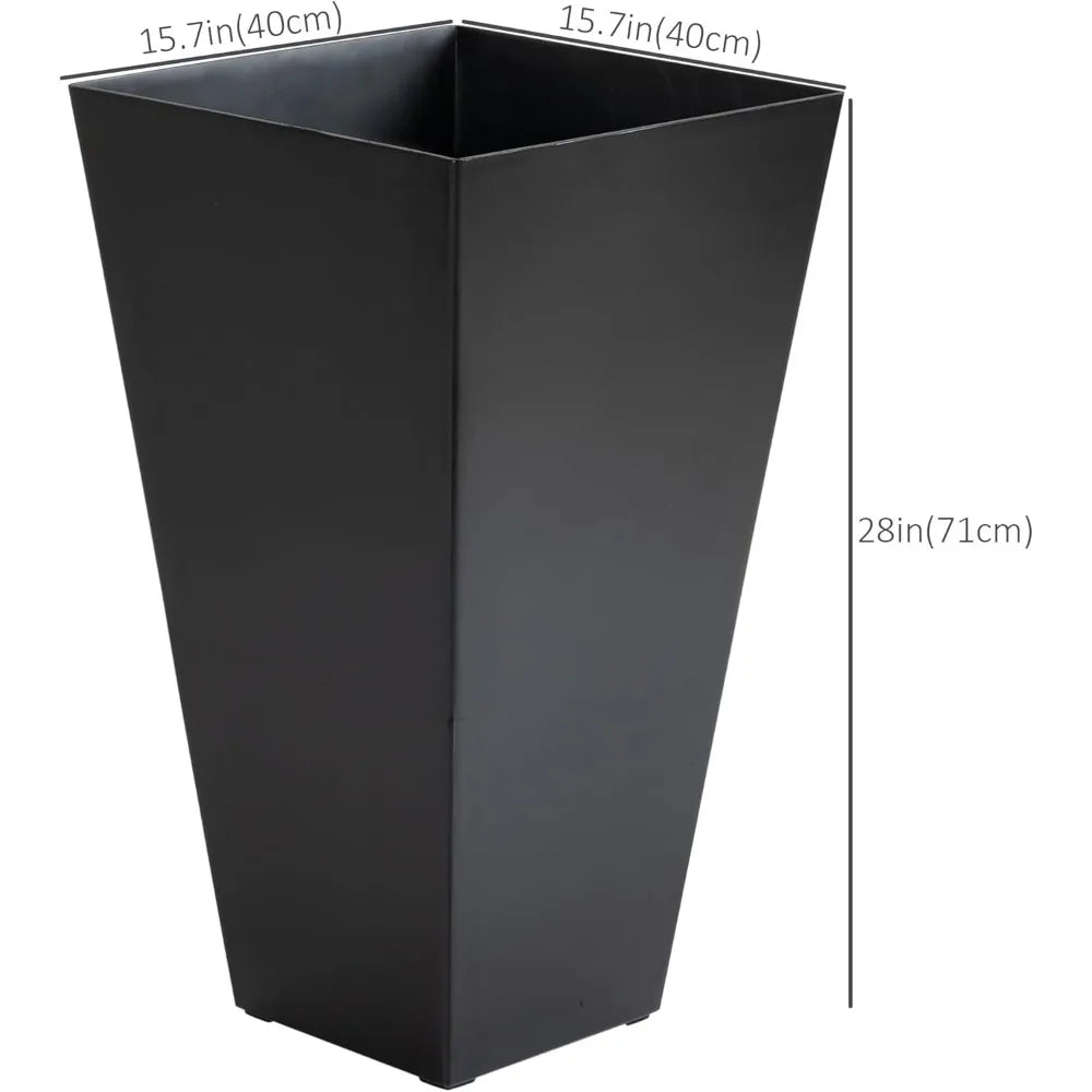 Set of 3 Tall Planters with Drainage Hole, 28" Outdoor Flower Plant Pots, Indoor Planters for Porch Patio and Deck