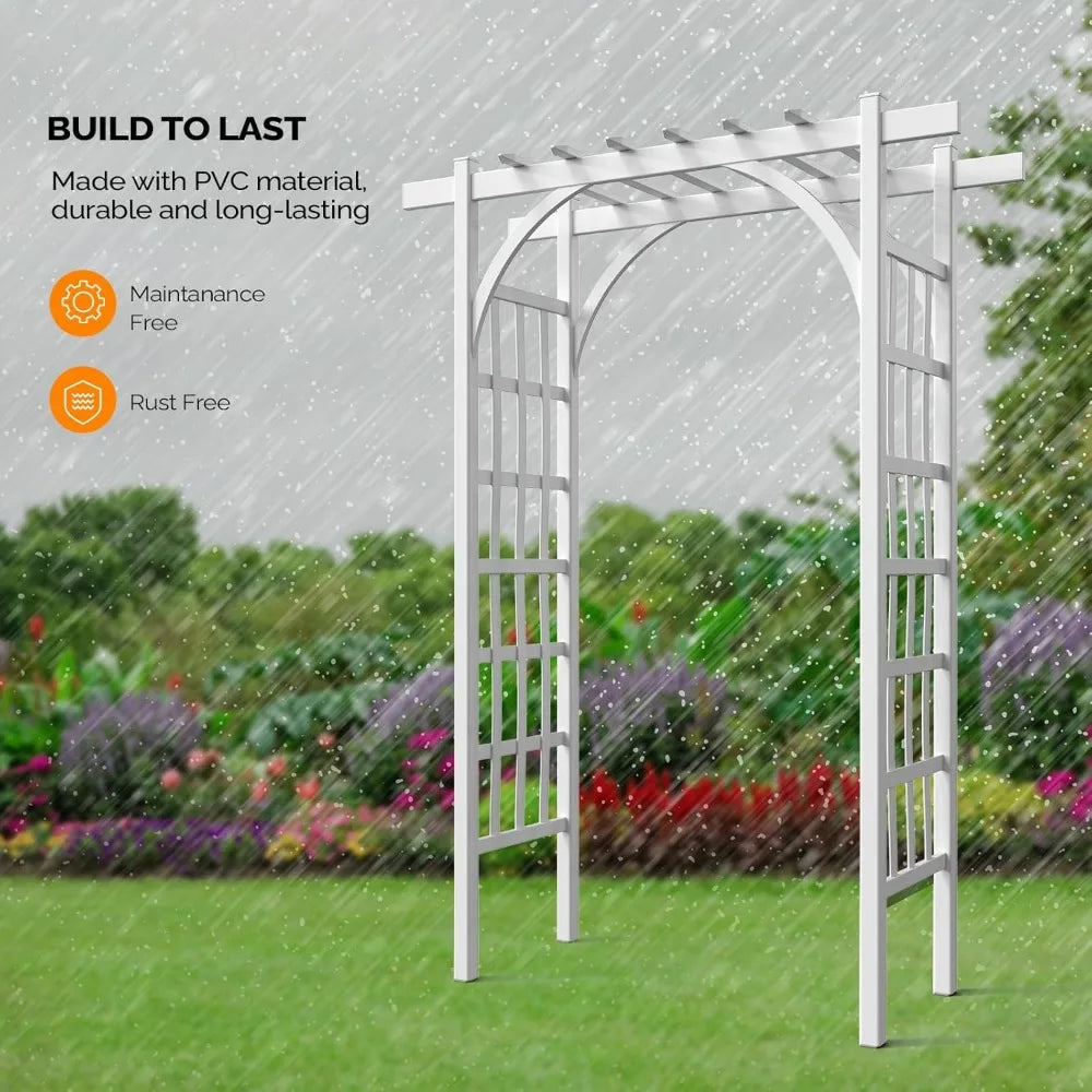 Garden Arbor, PVC Wedding Arch for Ceremony Party, Garden Trellis for Climbing Plants Outdoor, Arch Backdrop Stand for Garden