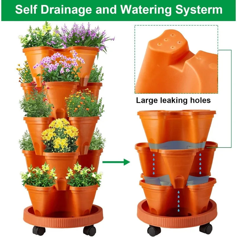 2 Set 5 Tier Stackable Planters Vertical Garden Planters