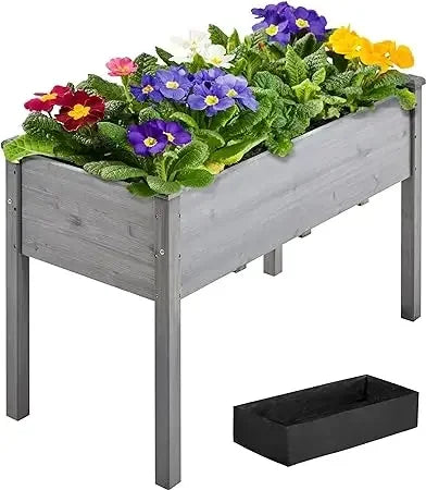 Raised Garden Bed Elevated Wooden Planter Box Stand for Herbs Vegetables Flowers Outdoor Patio Deck