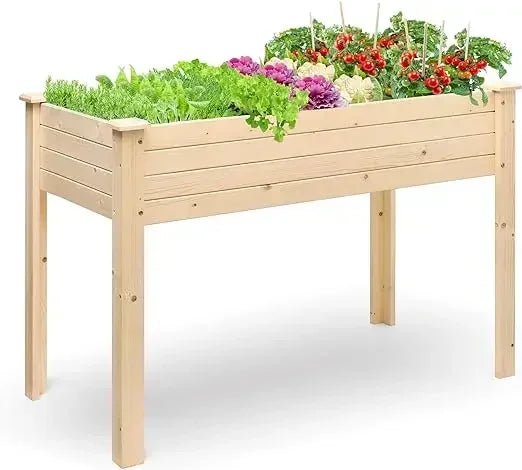 Raised Garden Bed Elevated Wooden Planter Box Stand for Herbs Vegetables Flowers Outdoor Patio Deck