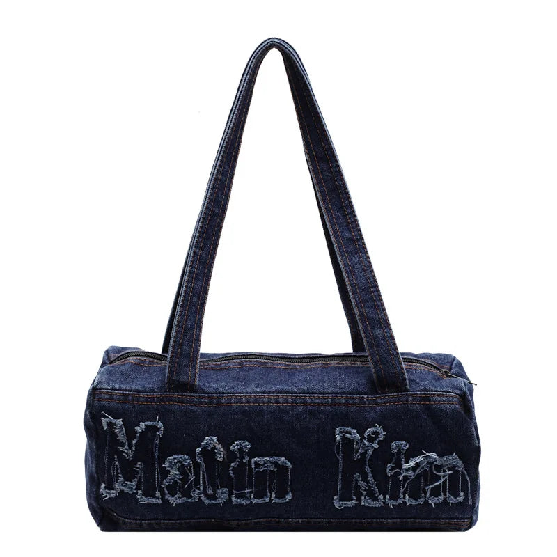 Denim Messenger Bag Casual Retro Tote Bag Large Hobo Bag Jean Purses for Women Work Shopping Travel