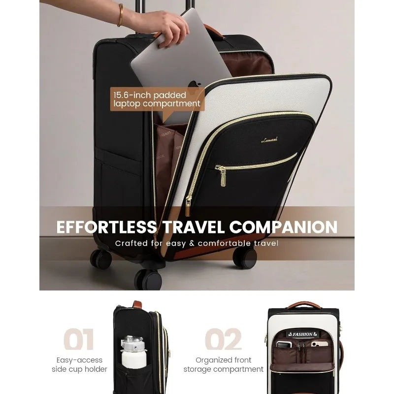 Carry On Luggage 22x14x9 Airline Approved, 20 Inch Softside Suitcases with Wheels, Lightweight Spinner Carry on Suitcase