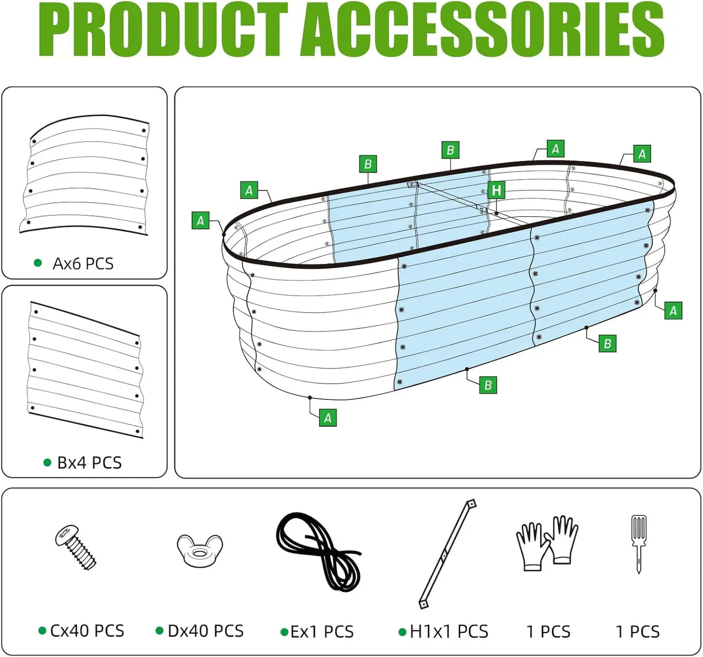 Galvanized Raised Garden Bed Outdoor, 2 Pcs 4x2x1ft Oval Metal Planter Box for Planting Plants Vegetables, Silver