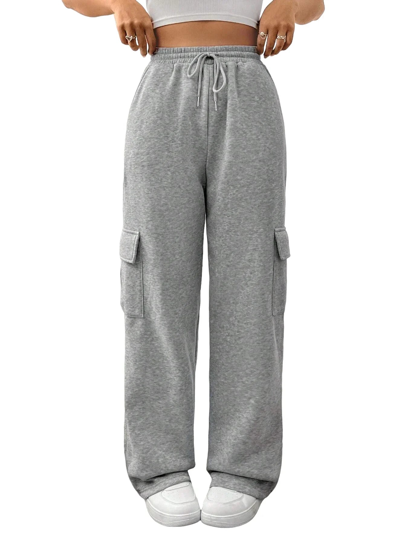 Women Running Cargo Sweatpants Baggy Wide Leg With Pockets