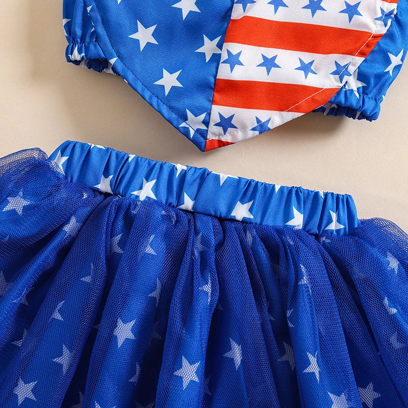 3-Piece Baby Boys Set American Flag Star Pattern Sleeveless Romper Shorts Hat Independence Day Outfits for Infants
