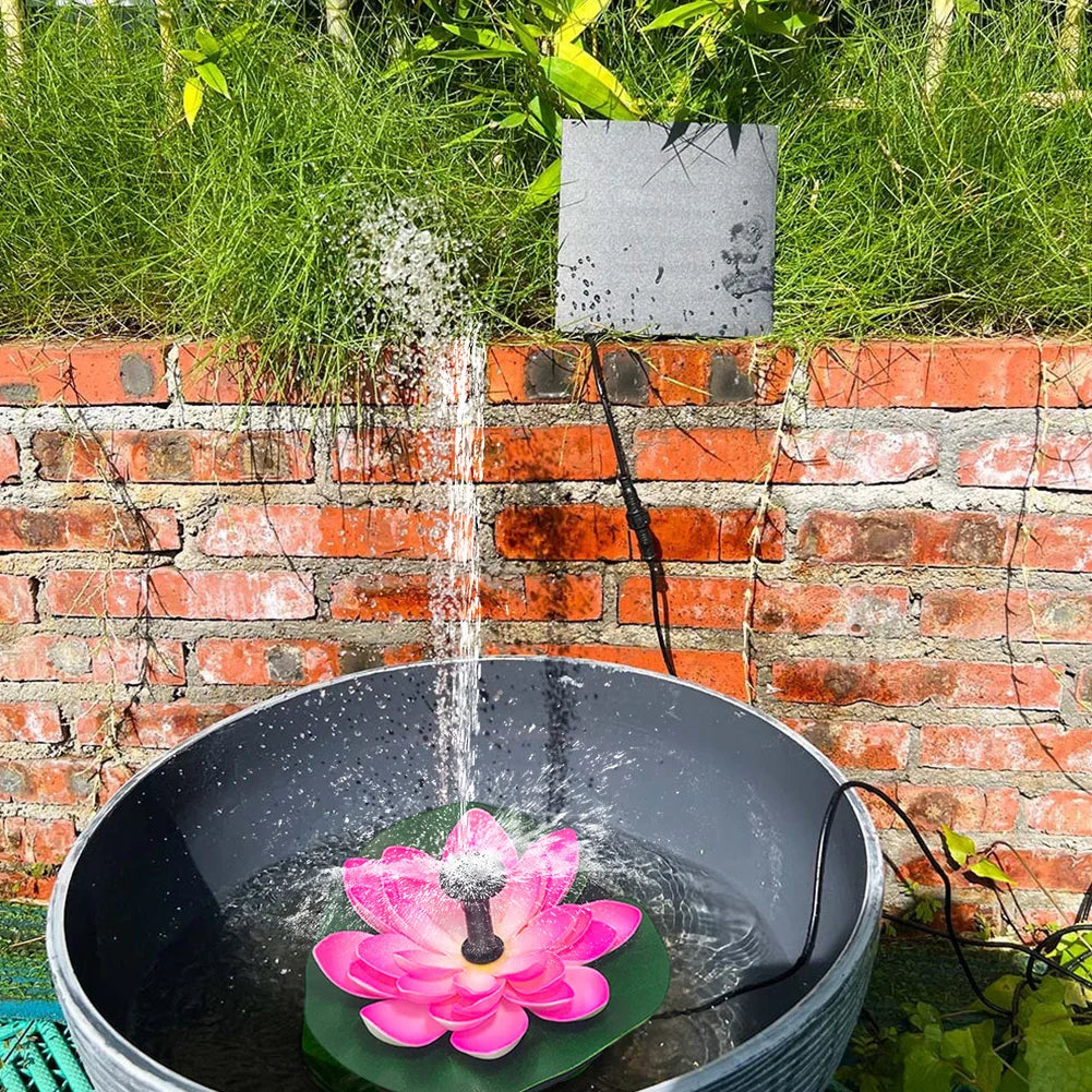 Lotus Shape Pond Decoration Life Up To 20000 Hours Solar Powered Waterfall Fountain 2.5W Water Lily Ornaments for Decore Garden