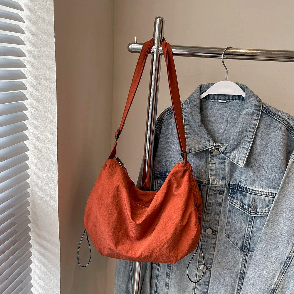 Casual Nylon Hobo Bag Large Capacity Travel Sling Bag for Women