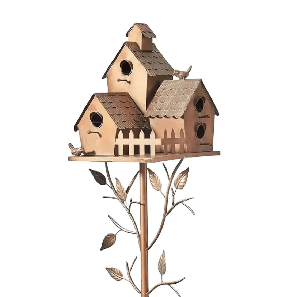 Garden Outdoor Metal Birdhouse Decoration Bird Houses for Outside with Pole Bird House Pole for Outdoor Garden Yard Decoration