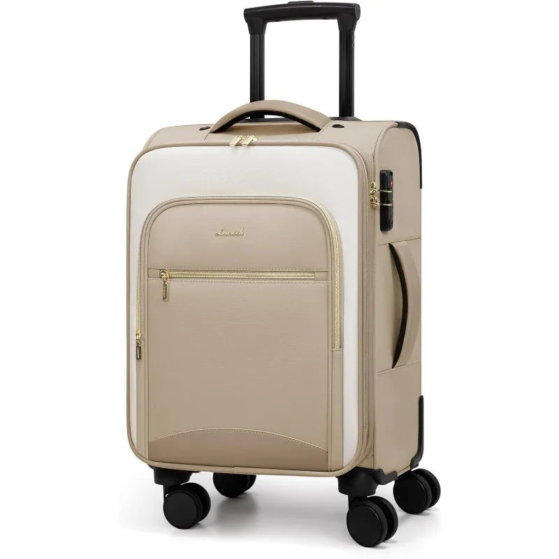 Carry On Luggage 22x14x9 Airline Approved, 20 Inch Softside Suitcases with Wheels, Lightweight Spinner Carry on Suitcase