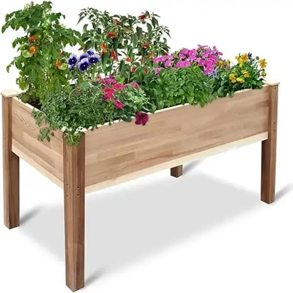 Raised Garden Bed Elevated Wooden Planter Box Stand for Herbs Vegetables Flowers Outdoor Patio Deck