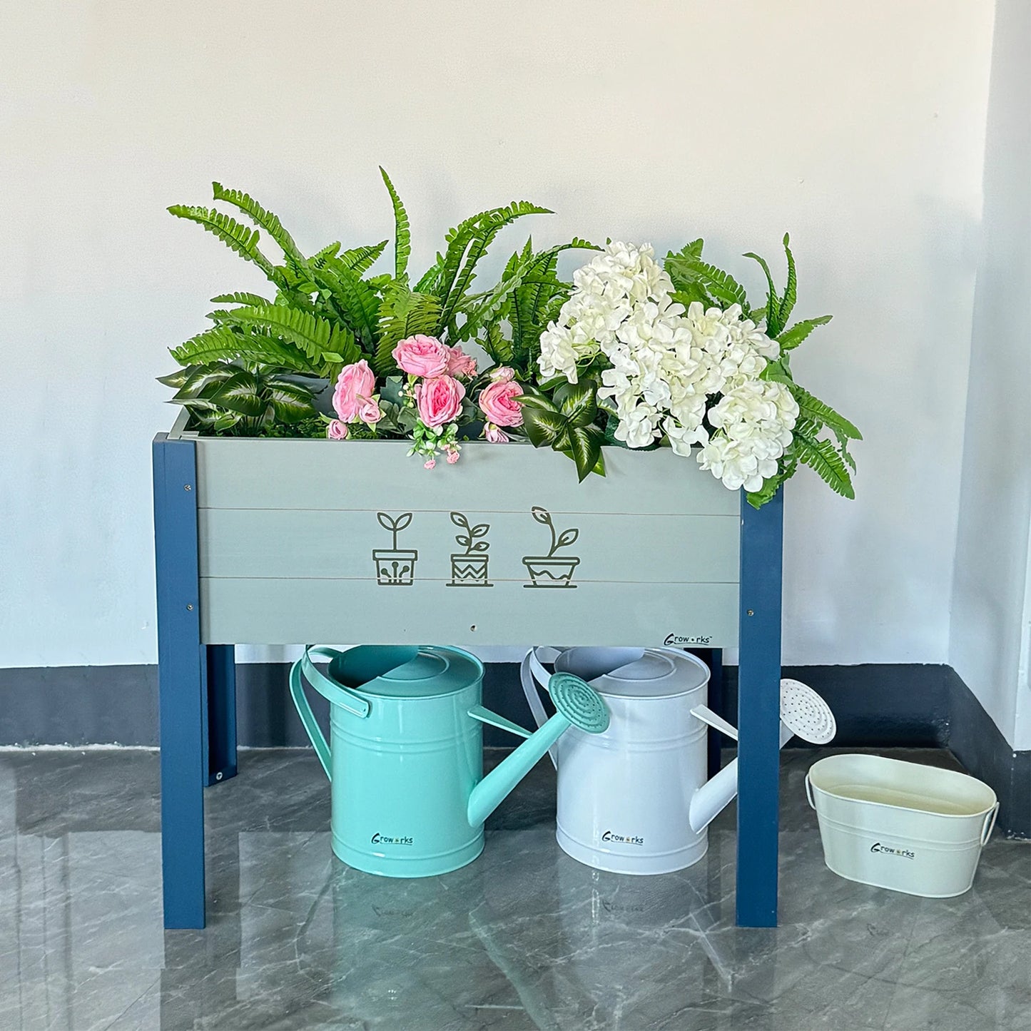 Groworks Elevated Wooden Planter Box 30L X 17.7W X 23.8H Outdoor Gardening Raised Garden Bed with Long Feet for Planting