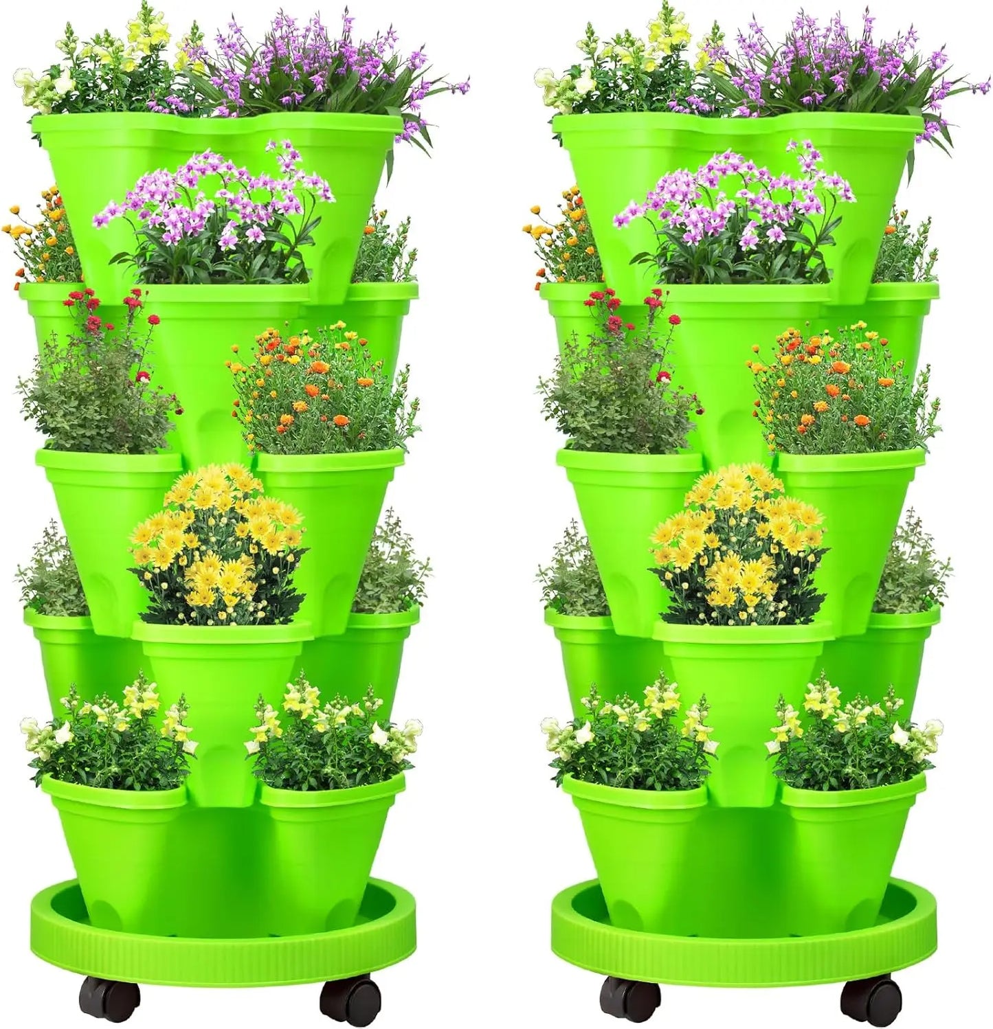 2 Set 5 Tier Stackable Planters Vertical Garden Planters