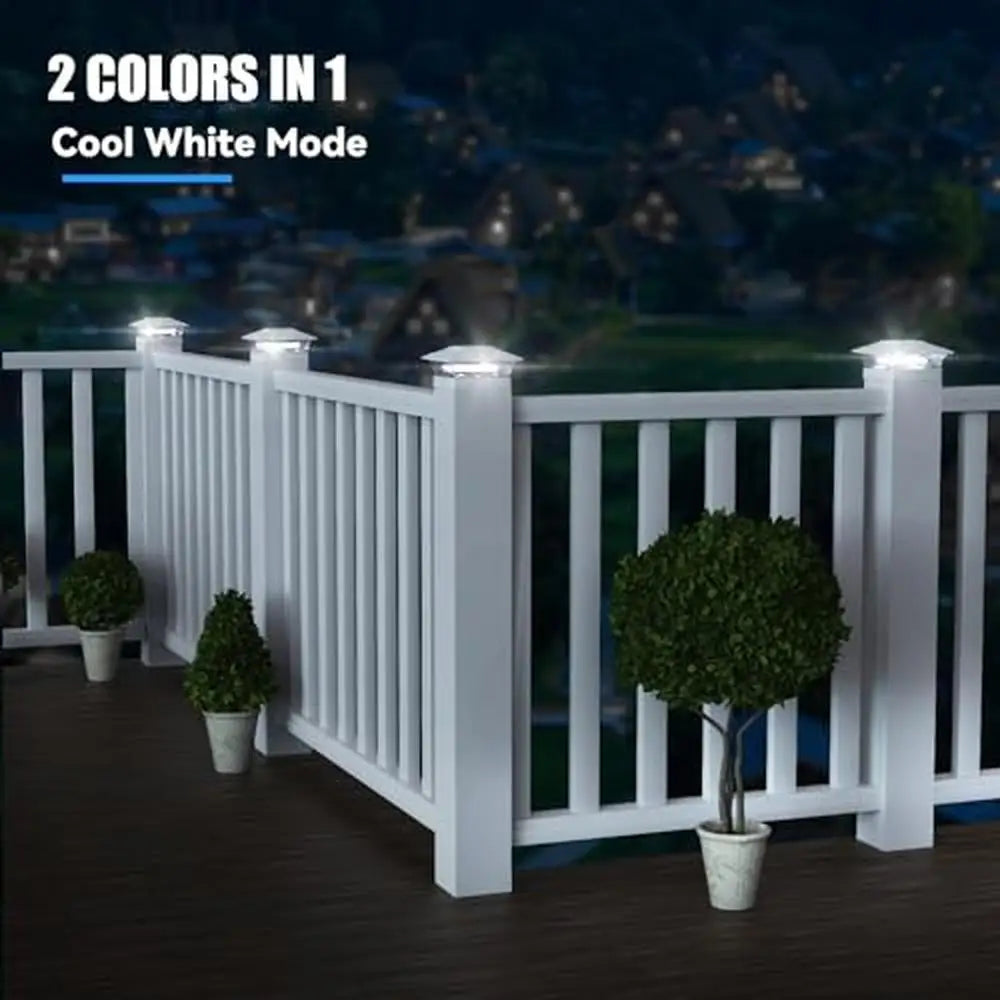 Outdoor Solar Post Lights 6 LEDs 2 Lighting Modes Waterproof Fence Post Cap 4x4 5x5 6x6 Vinyl Wooden Posts Diamond Lampshade