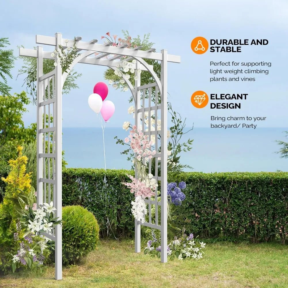 Garden Arbor, PVC Wedding Arch for Ceremony Party, Garden Trellis for Climbing Plants Outdoor, Arch Backdrop Stand for Garden