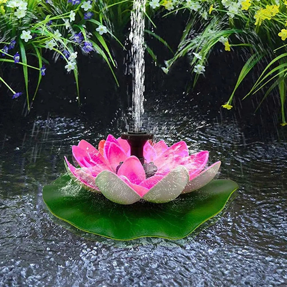 Lotus Shape Pond Decoration Life Up To 20000 Hours Solar Powered Waterfall Fountain 2.5W Water Lily Ornaments for Decore Garden