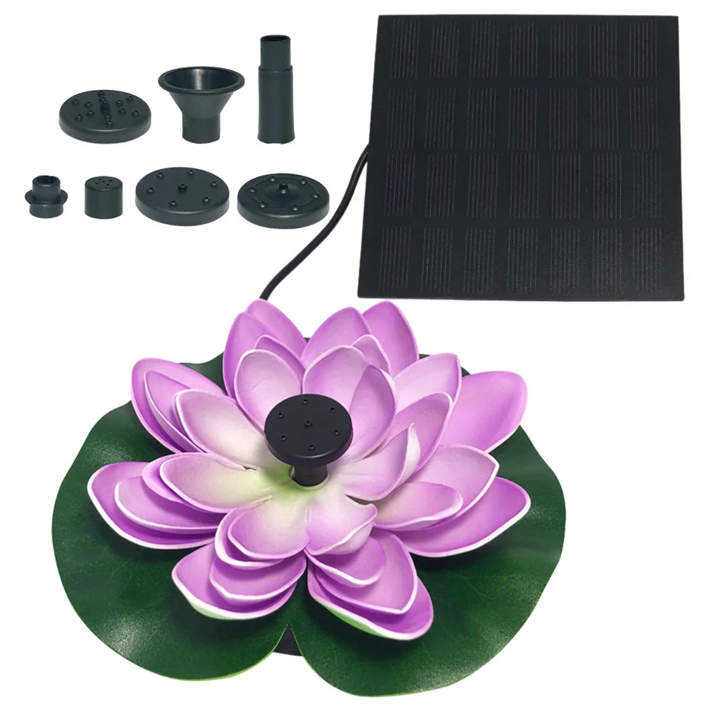 Lotus Shape Pond Decoration Life Up To 20000 Hours Solar Powered Waterfall Fountain 2.5W Water Lily Ornaments for Decore Garden