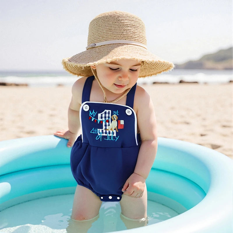 Patriotic Stars and Stripes for Newborns Adorable Jumpsuit with USA Flag Design Sleeveless Romper for Baby Boys Girls