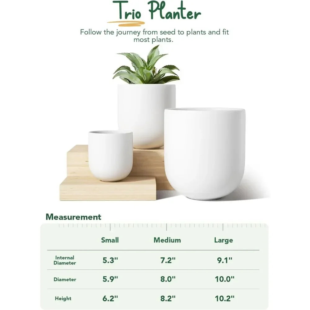 6+8+10 Inch Plant Pots Indoor Ceramic Planters with Drainage