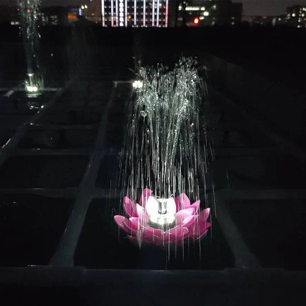 Lotus Shape Pond Decoration Life Up To 20000 Hours Solar Powered Waterfall Fountain 2.5W Water Lily Ornaments for Decore Garden