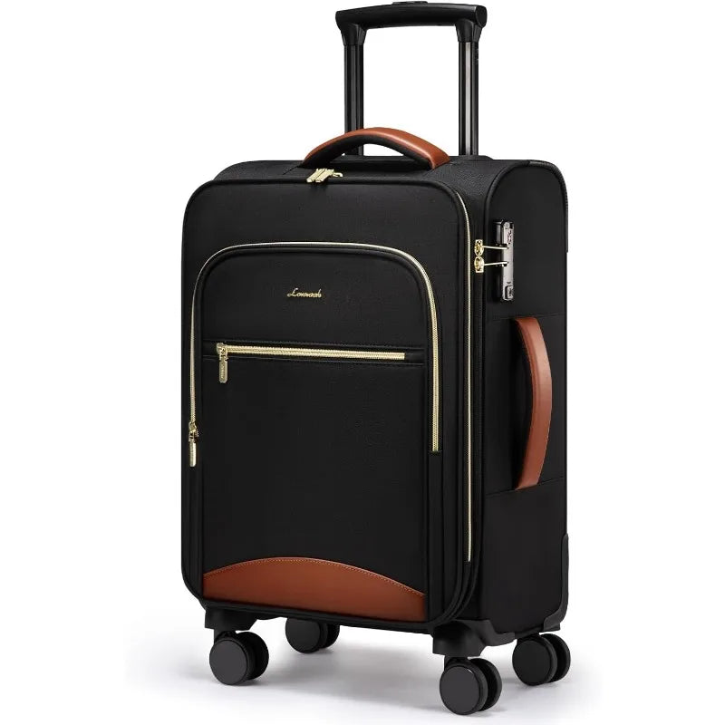 Carry On Luggage 22x14x9 Airline Approved, 20 Inch Softside Suitcases with Wheels, Lightweight Spinner Carry on Suitcase