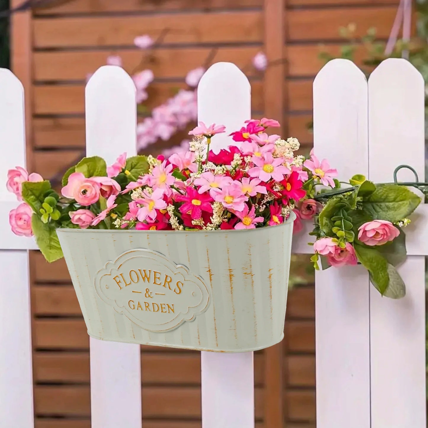 3/6Pcs Hanging Flower Pots Metal Iron Wall Planter Indoor Outdoor