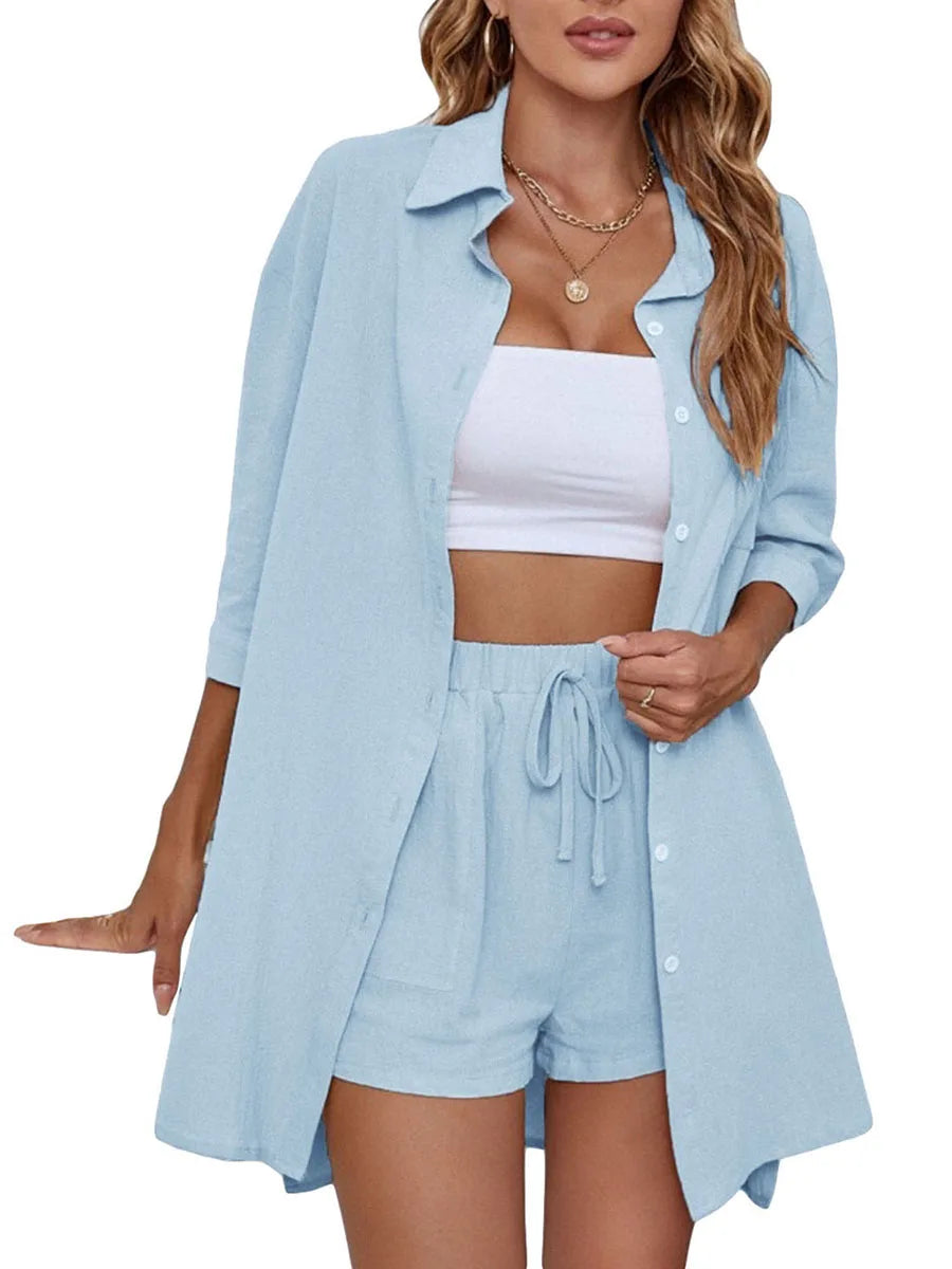 Women’s Casual 2 Piece Outfits Fashion Short Sleeve Set