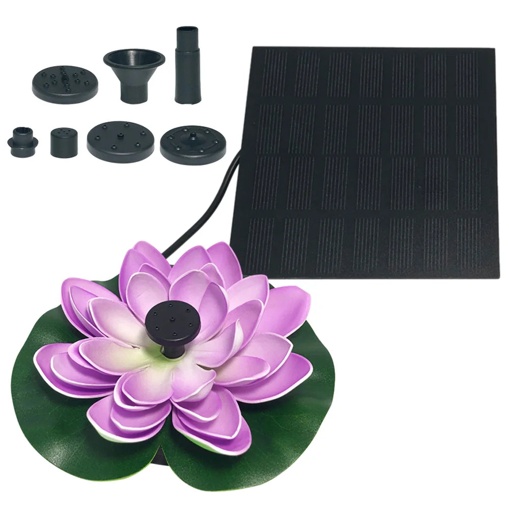 Lotus Shape Pond Decoration Life Up To 20000 Hours Solar Powered Waterfall Fountain 2.5W Water Lily Ornaments for Decore Garden