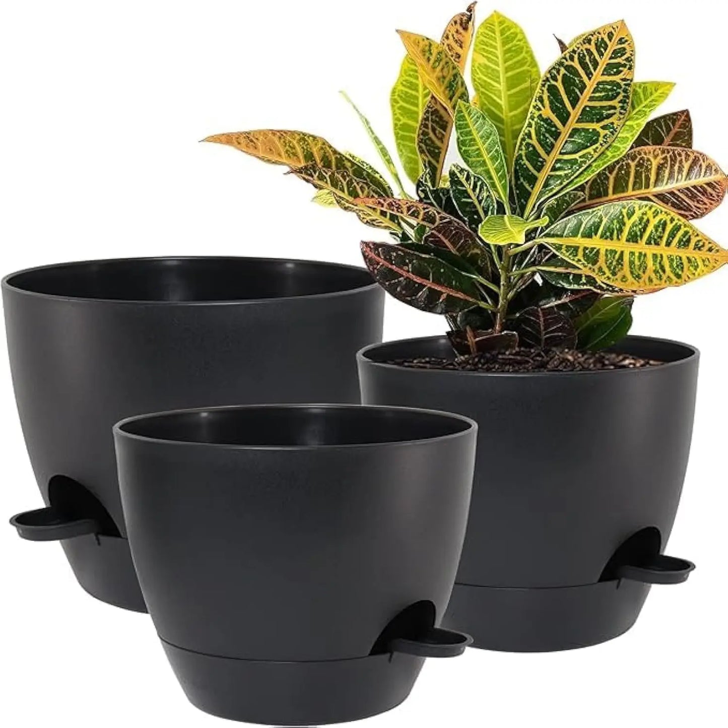 Large Self Watering Pots 12 10 9 Plastic Planters High Drainage