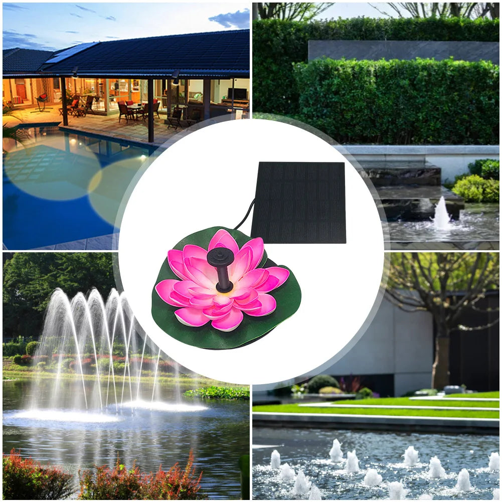 Lotus Shape Pond Decoration Life Up To 20000 Hours Solar Powered Waterfall Fountain 2.5W Water Lily Ornaments for Decore Garden