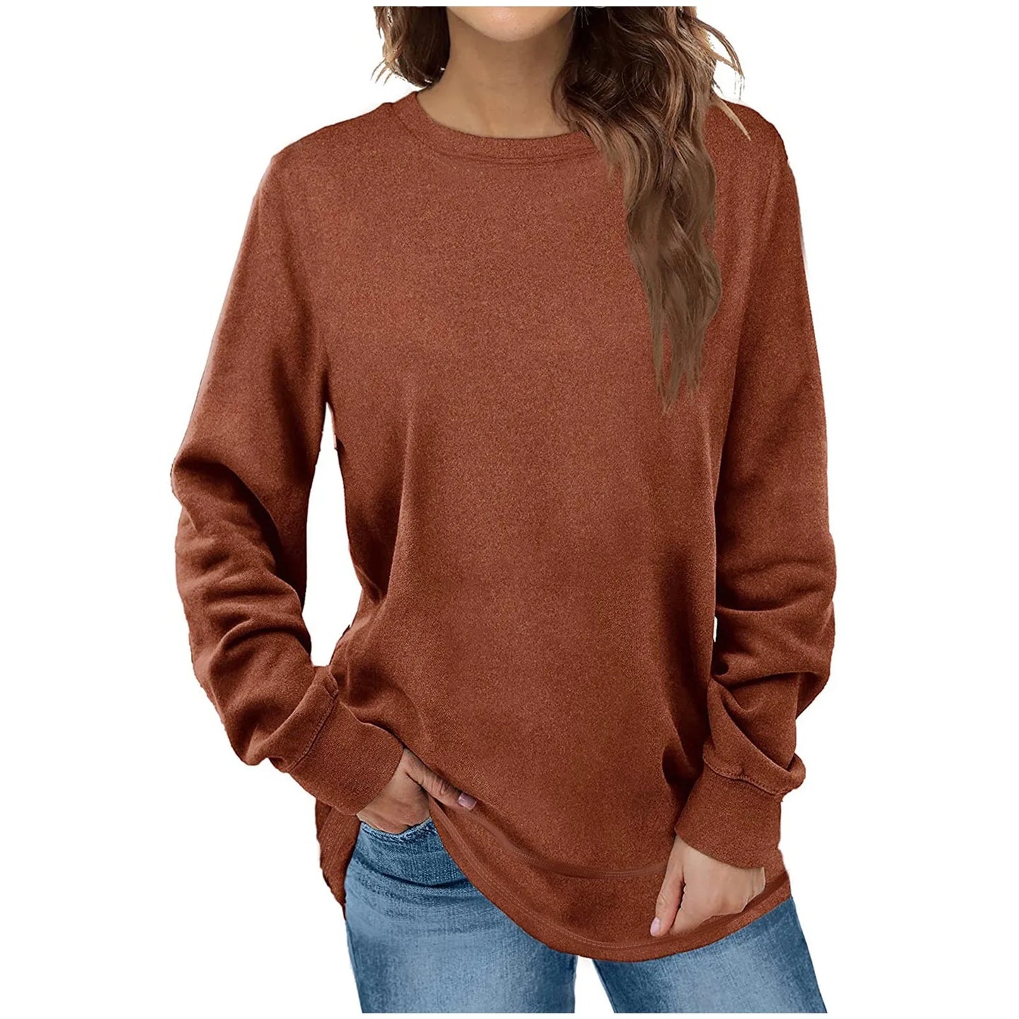 2024 Solid Color Casual Long Sleeve Women T-Shirts Oversize Tops