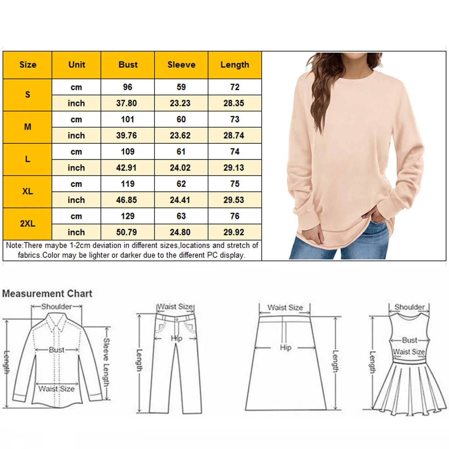2024 Solid Color Casual Long Sleeve Women T-Shirts Oversize Tops