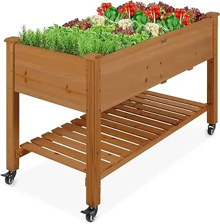 Raised Garden Bed Elevated Wooden Planter Box Stand for Herbs Vegetables Flowers Outdoor Patio Deck