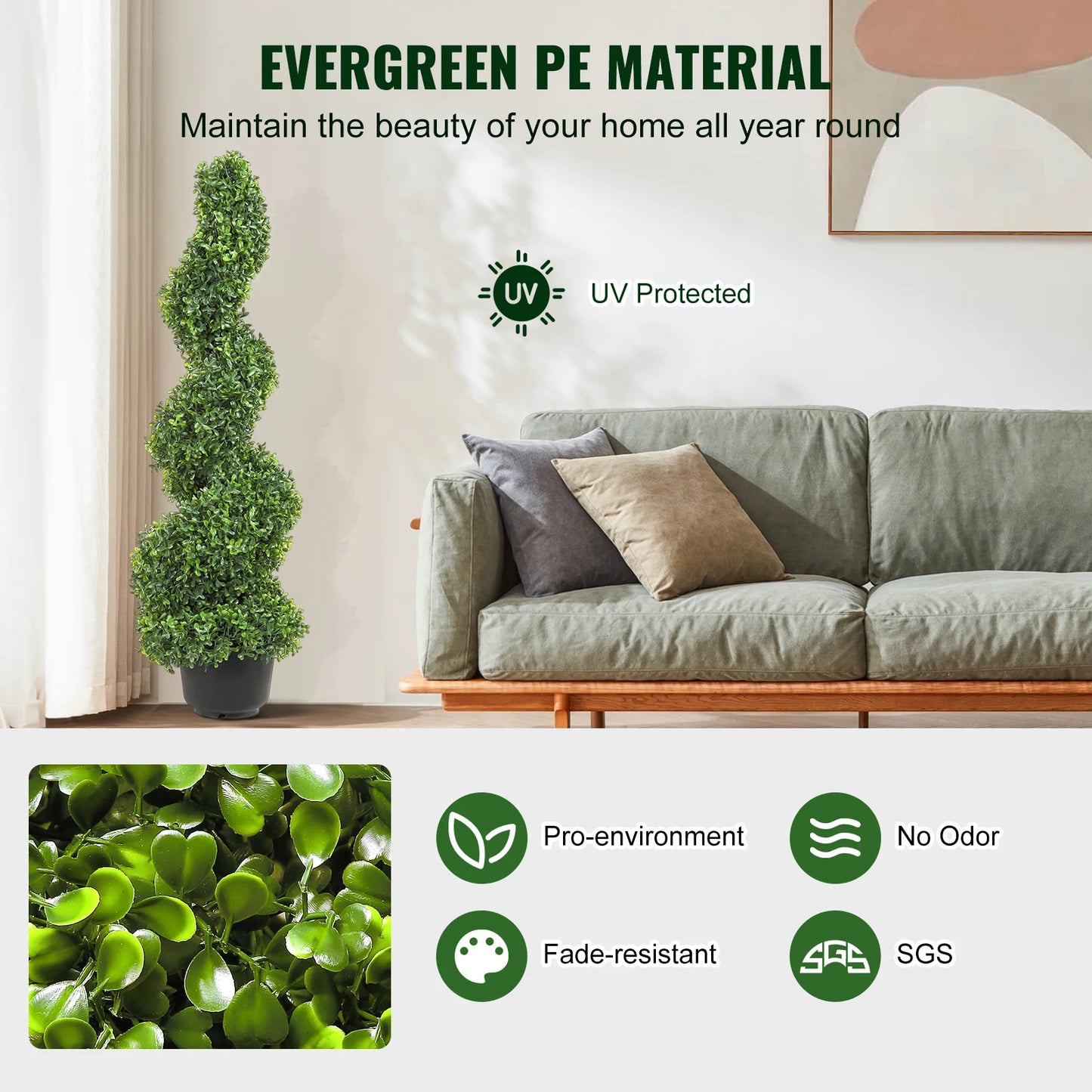 VEVOR 1/2pcs Artificial Boxwood Tower Topiary Plant 24/36/48in