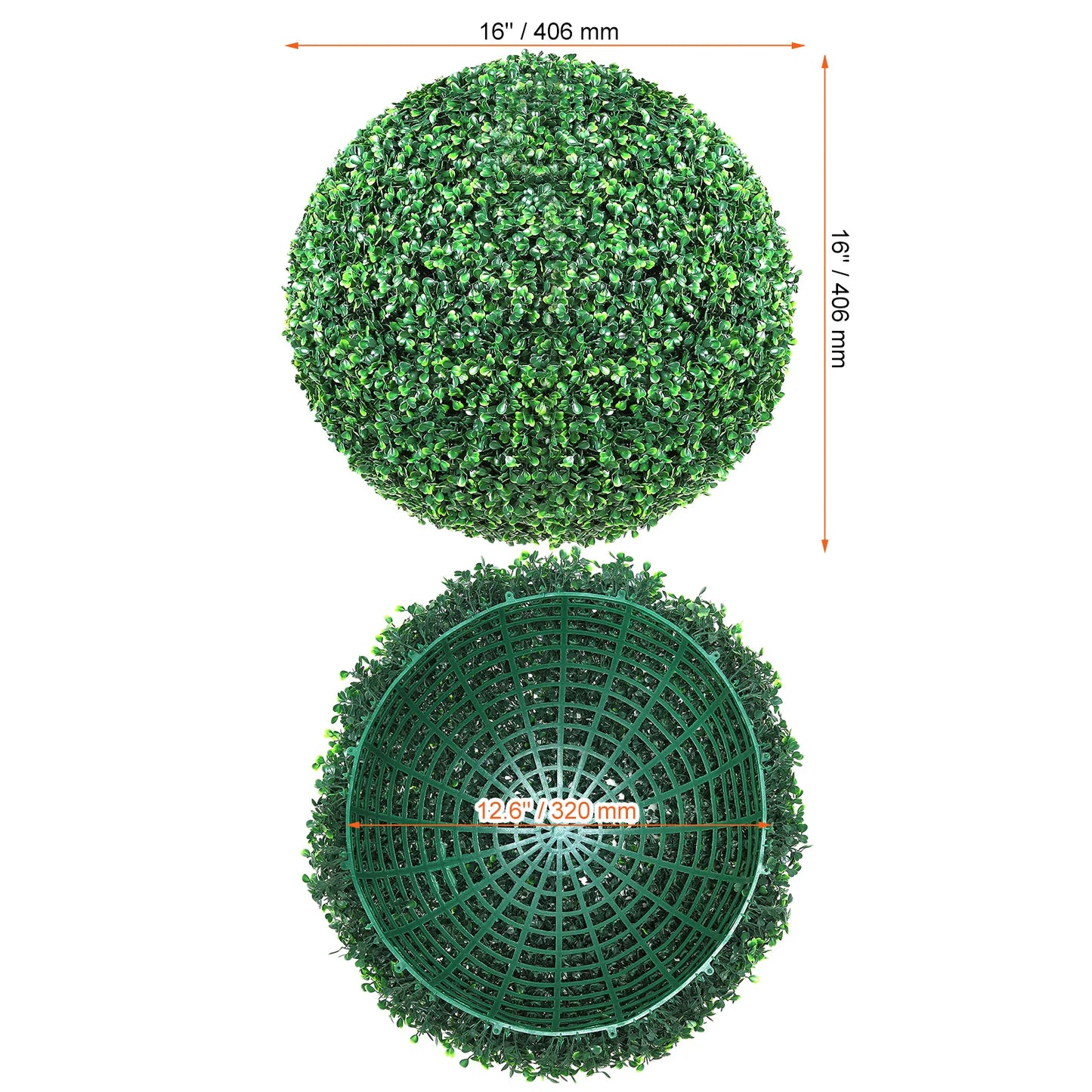 VEVOR Artificial Topiaries Boxwood Trees 16/20 Inch Tall 2Pcs Ball Shape Faux Plant