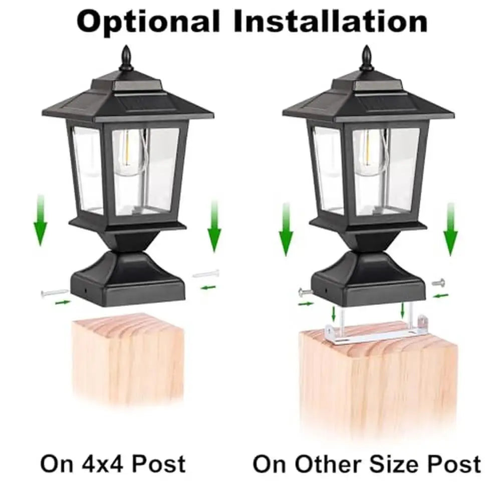 Solar Post Cap Lights Waterproof Outdoor Light 4x4 Fence Deck Patio Glass Shade Aluminum Base LED Lamp Ambient Lighting Durable