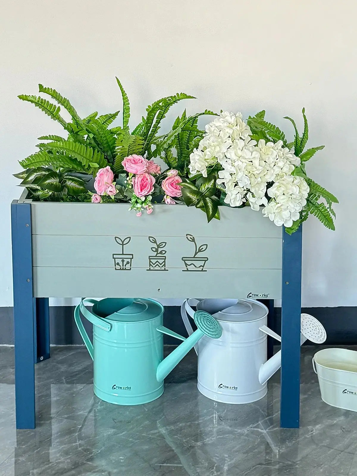 Groworks Elevated Wooden Planter Box 30L X 17.7W X 23.8H Outdoor Gardening Raised Garden Bed with Long Feet for Planting