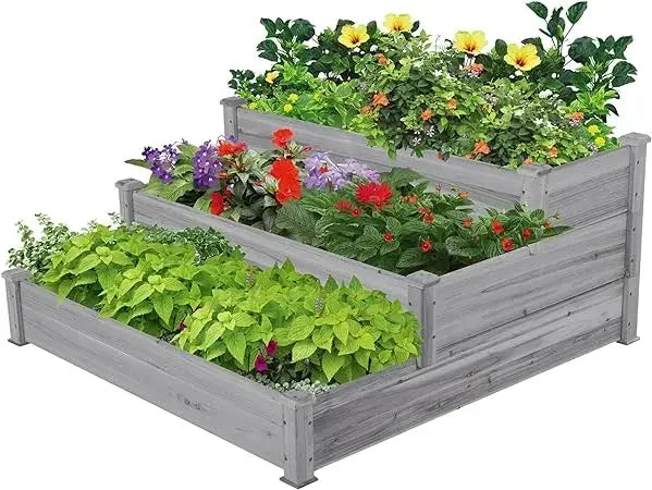 Raised Garden Bed Elevated Wooden Planter Box Stand for Herbs Vegetables Flowers Outdoor Patio Deck