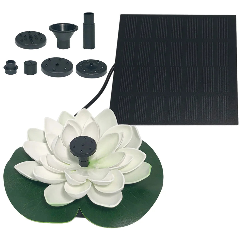 Lotus Shape Pond Decoration Life Up To 20000 Hours Solar Powered Waterfall Fountain 2.5W Water Lily Ornaments for Decore Garden