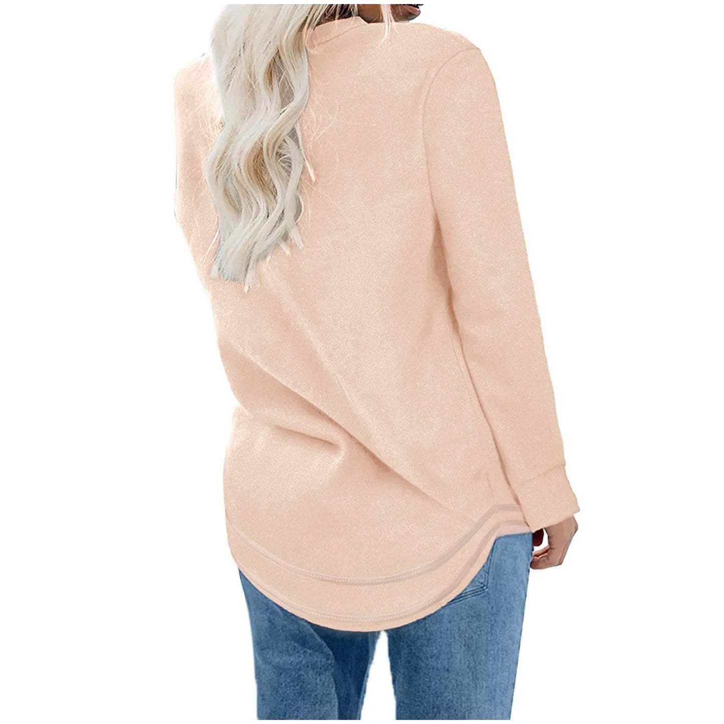 2024 Solid Color Casual Long Sleeve Women T-Shirts Oversize Tops
